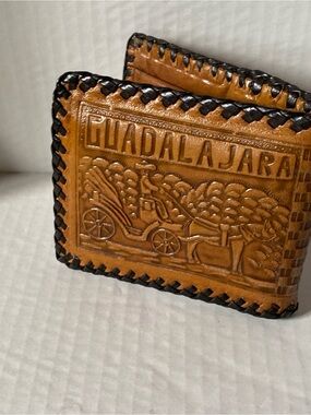 Vintage Style Guadalajara Mexico Handmade Bifold Wallet Leather & Detailed Horse
